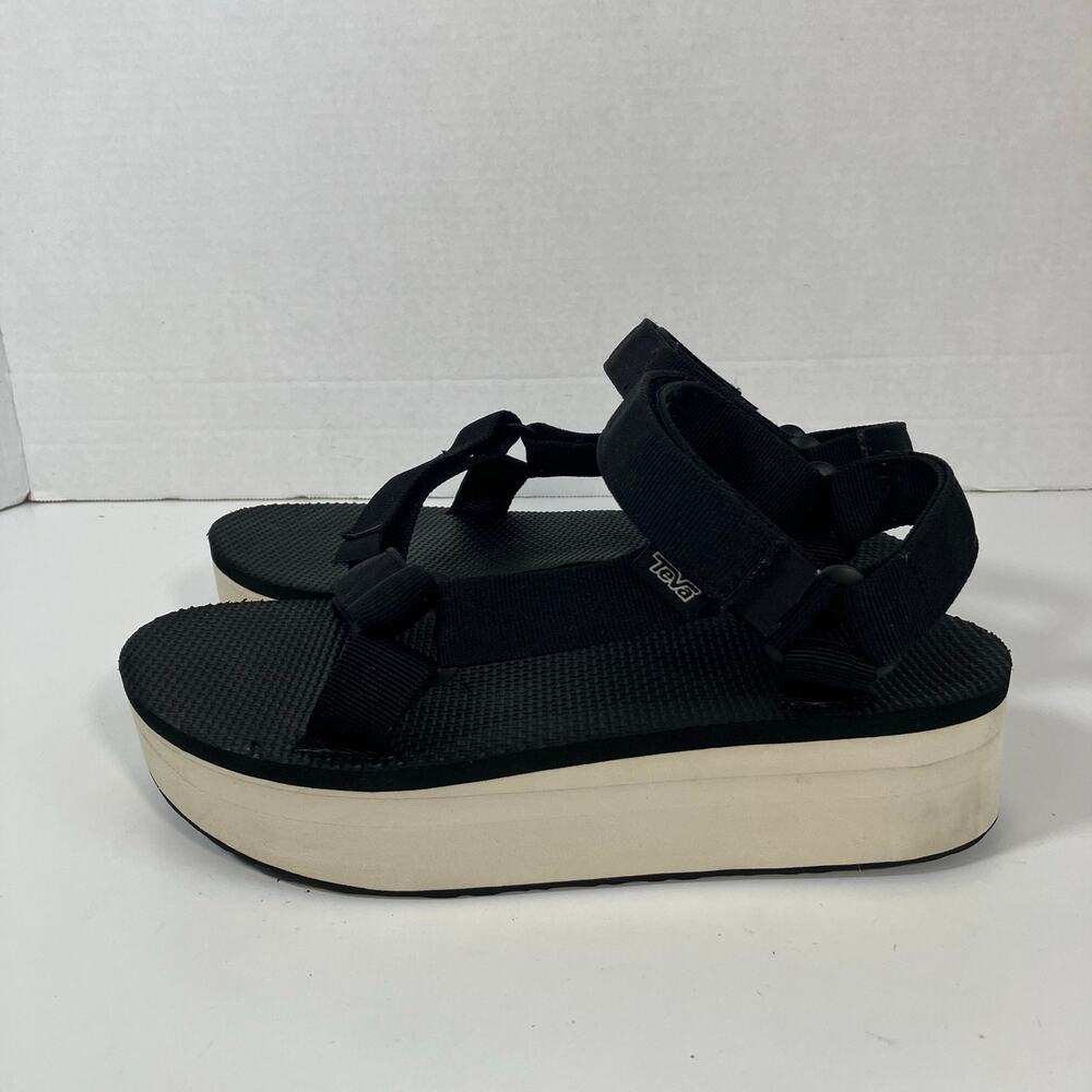 Teva Women's Sz 8 Black Original Flatform Universal Sandal Platform Velcro